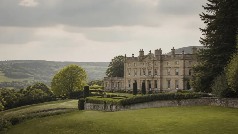 British country estate surrounded by rolling countryside